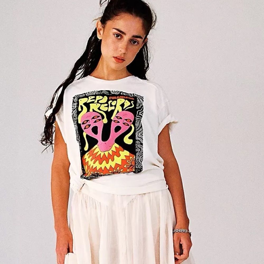 Free People We The Free Repo Records Tee S 🌺 - Picture 1 of 6